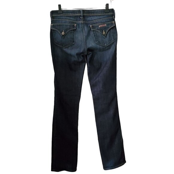 hudson Dark Wash Low Rise Straight Leg Flap Button Pockets Denim Jeans Size 27 - Picture 4 of 9